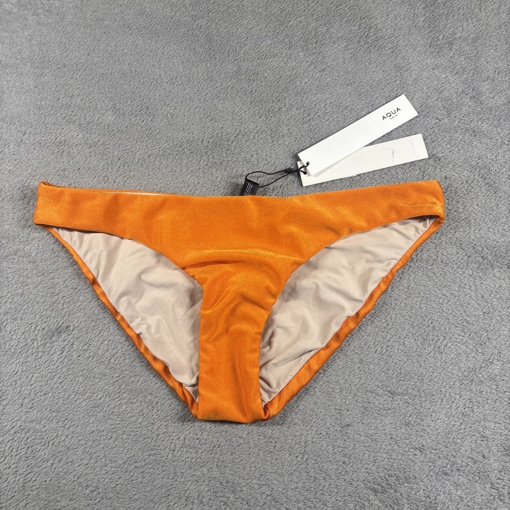 Aqua Swim Orange Shell Bikini Swim Bottom Size L NWT